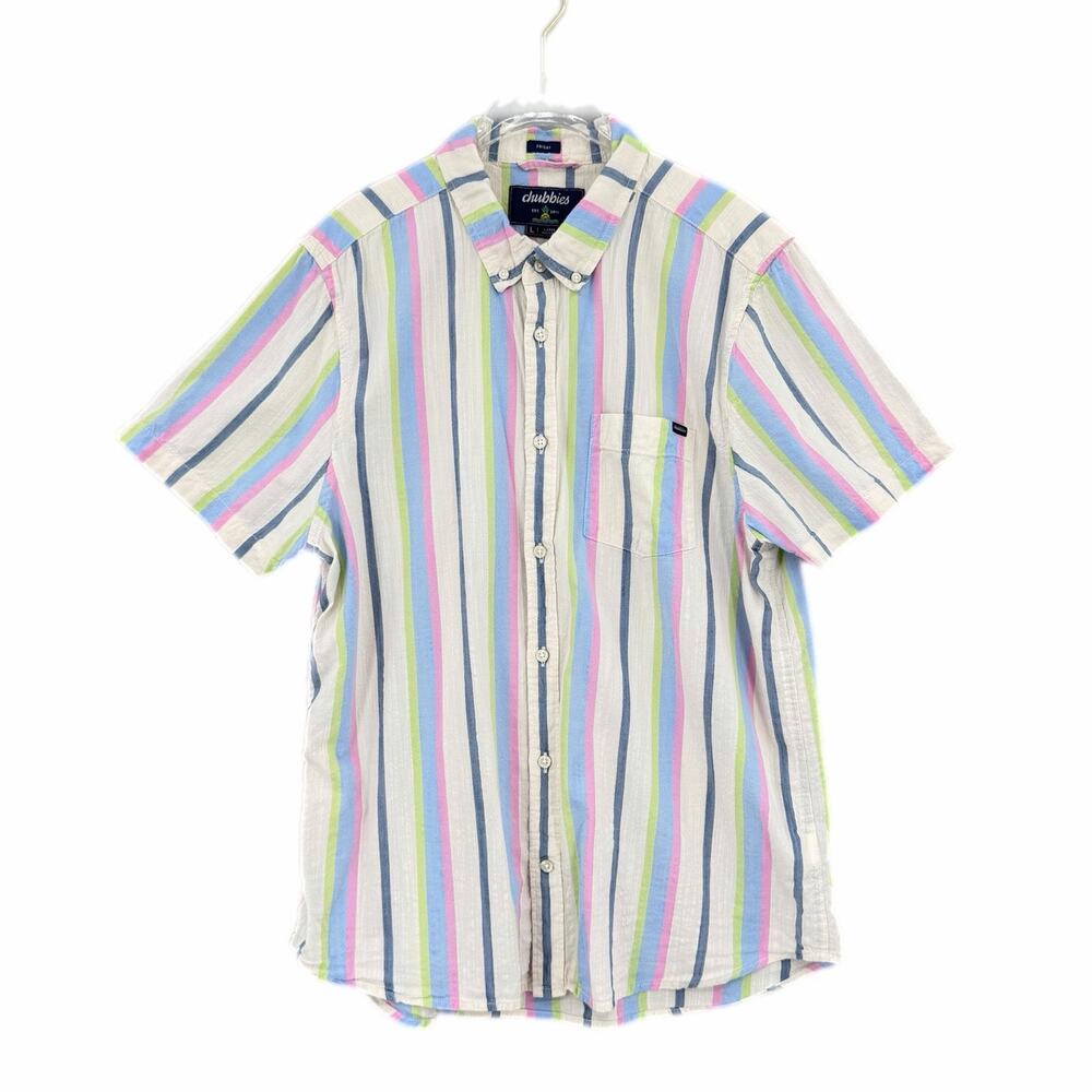 Chubbies Men's L The Soft Serve Resort Weave Friday Classic Button Down Shirt